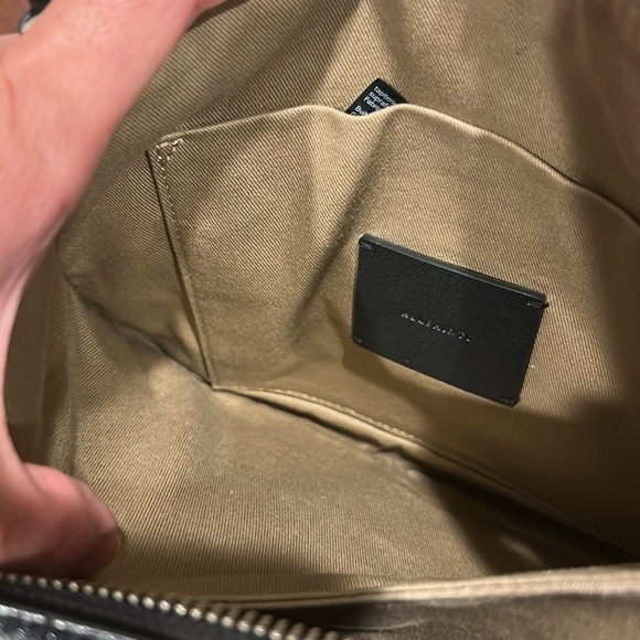 All Saints Captain Croc Round Cow Leather Embossed Crossbody Black - Picture 9 of 16